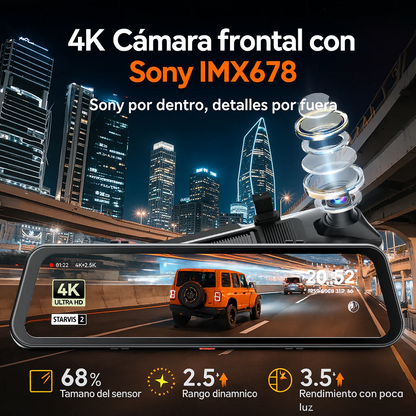 Espejo Retrovisor Doble Cámara Pantalla